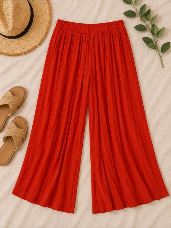 Wynne Collection Pants - Wynne Collection Women's Redish Orange Wide Leg Flowy Pants Resort Size Small